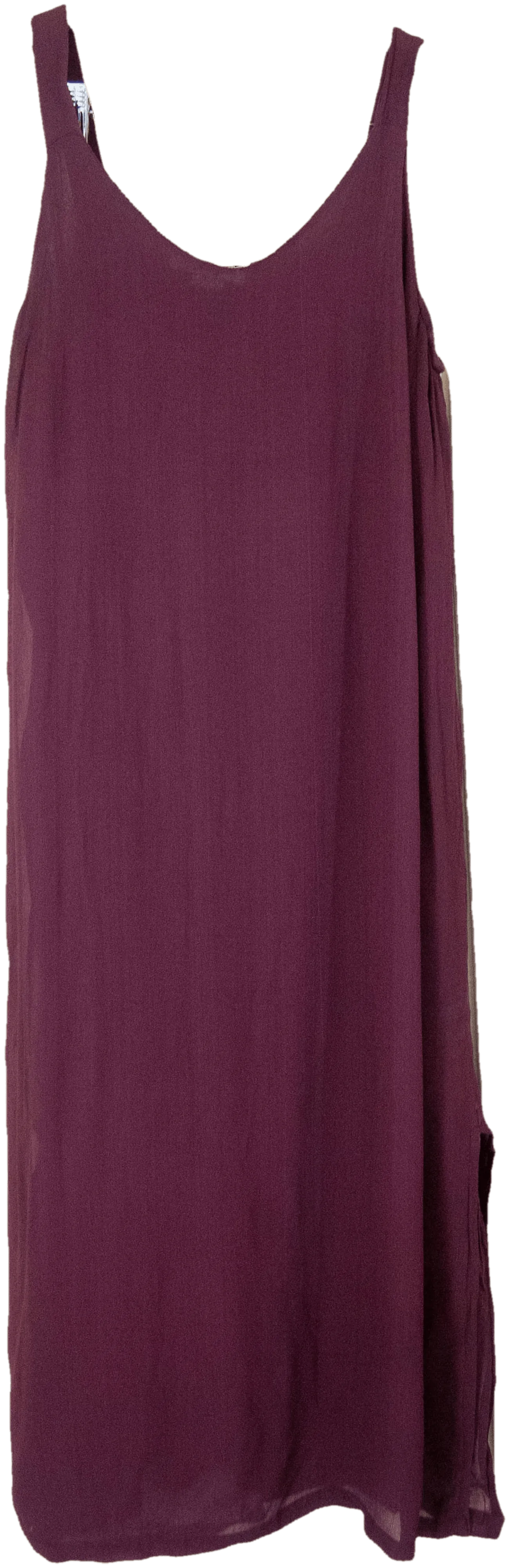 00's Sleeveless V-Neck Maroon Midi Dress by Sterling Styles