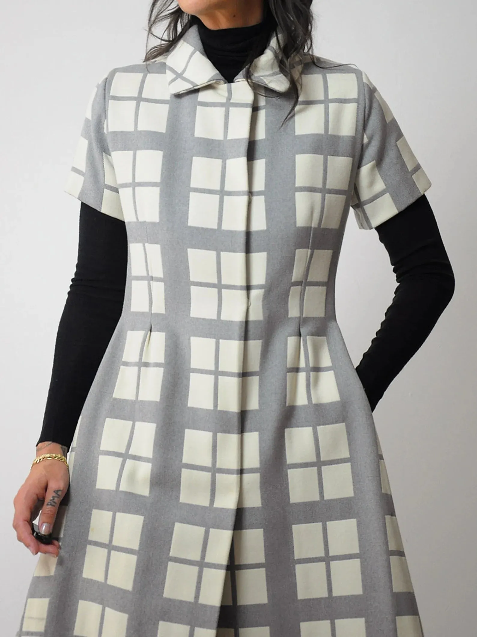 1960's Windowpane Plaid Coat