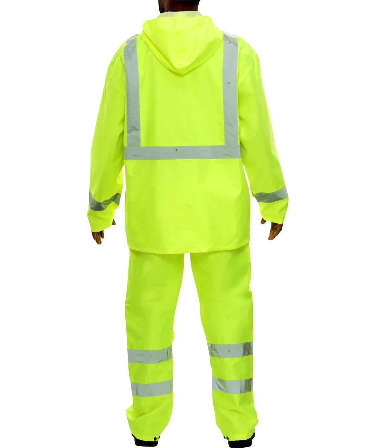 402STLM Safety Raingear: Hi-Vis Rainsuit: Waterproof Hooded Parka Coat & Pants