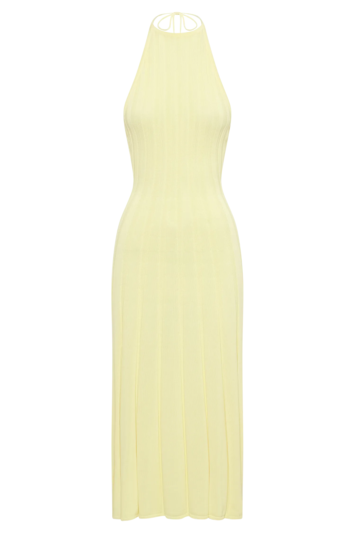 Adrienne Halter Neck Midi Dress - Lemon