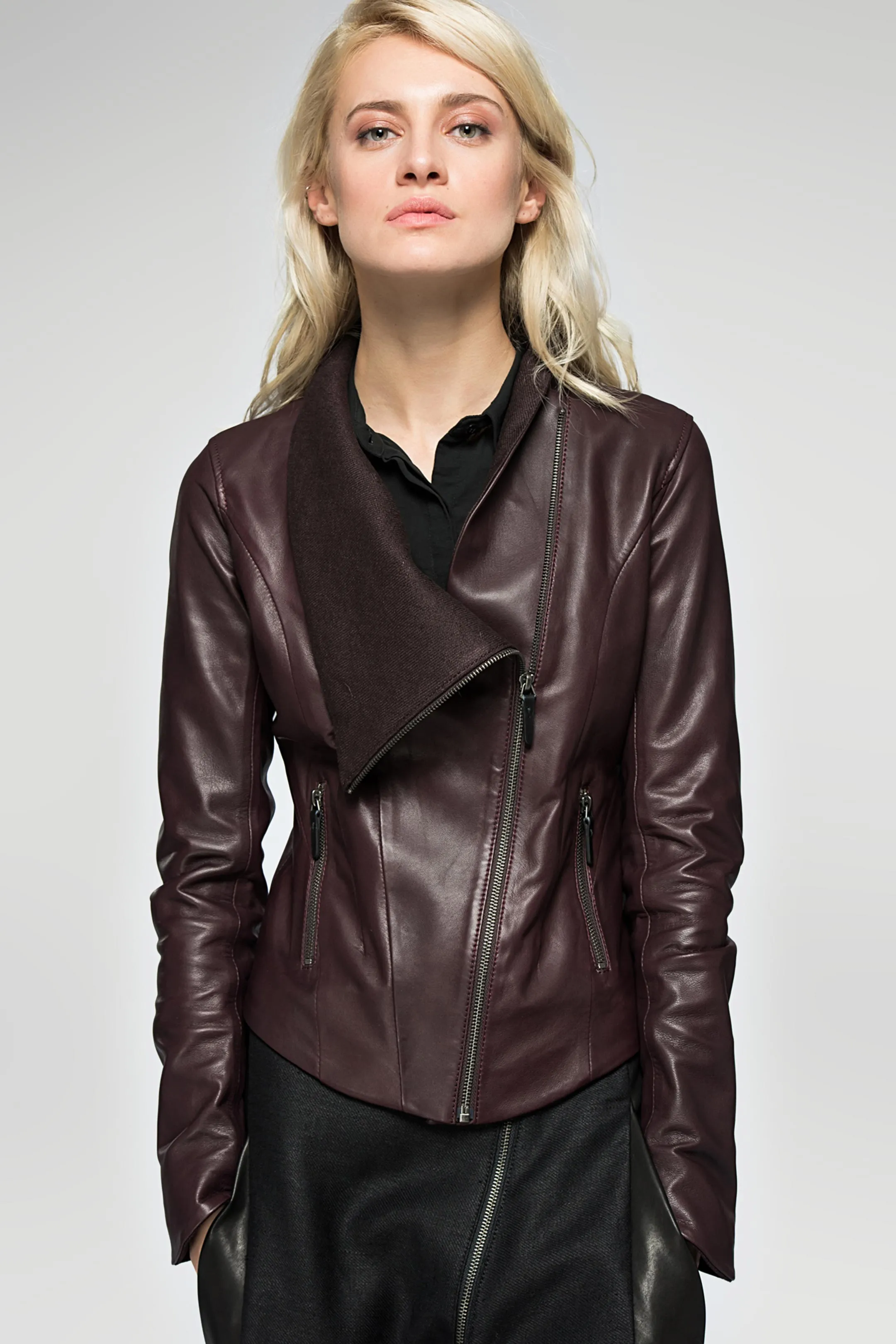 Alba - Bordeaux Leather Jacket