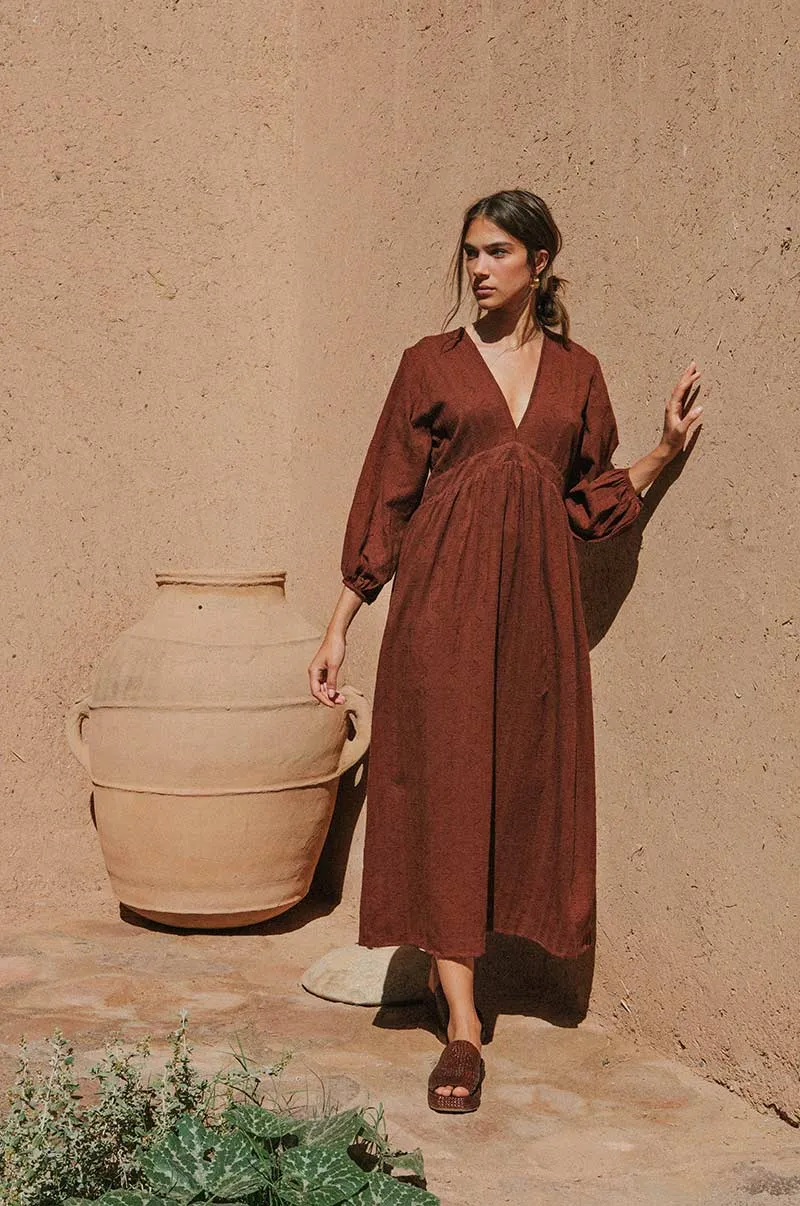 ALMA Midi Dress - chocolate cotton