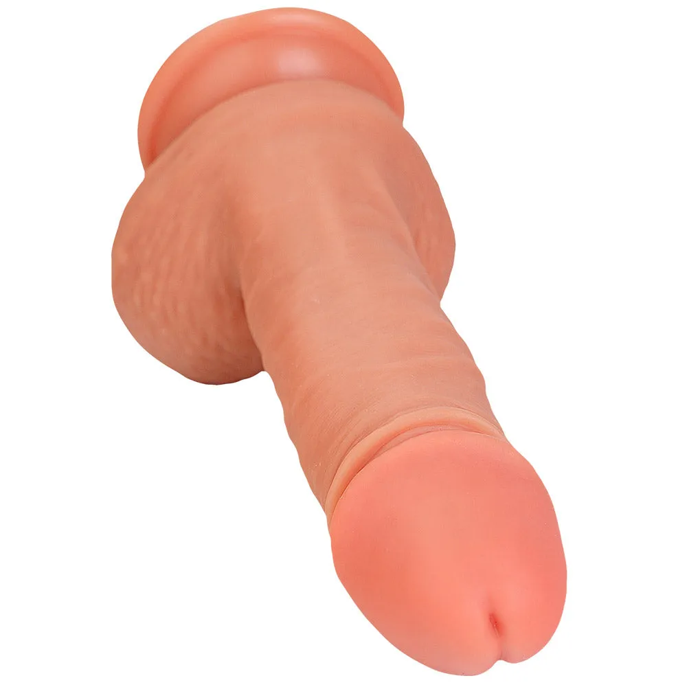 B22 Realistic Dual Density Liquid Silicone Suction Cup Dildo with Balls 7.9 Inch