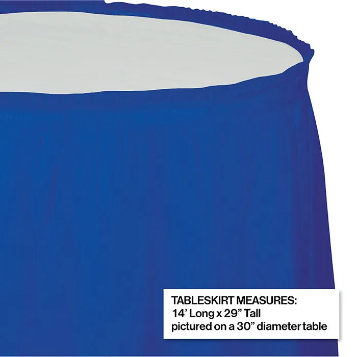 Bulk Cobalt Blue Plastic Tableskirt 29 inch x 14 ft (6 per Case)