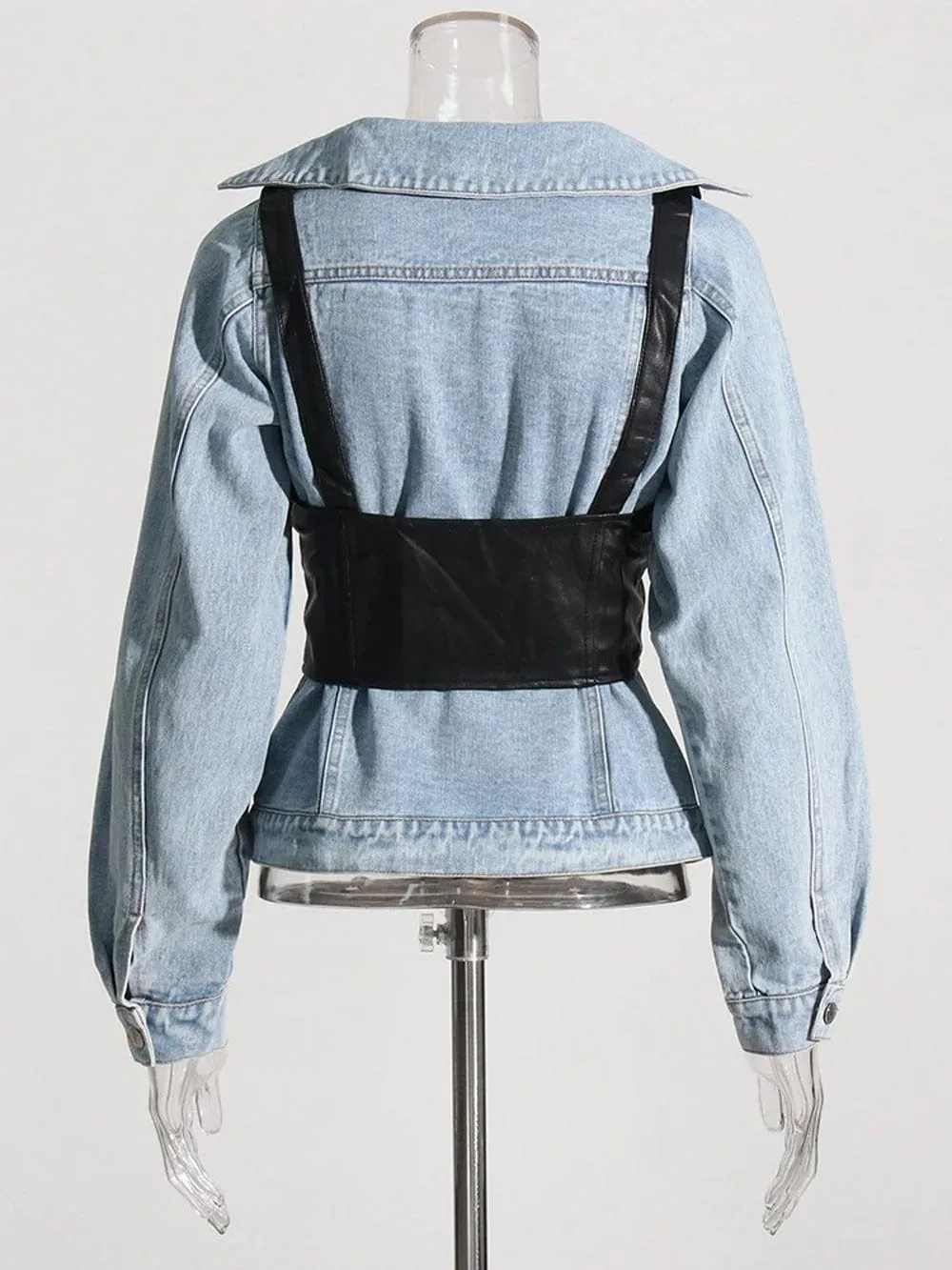 Calyssa Streetwear Spliced Button Denim Jacket