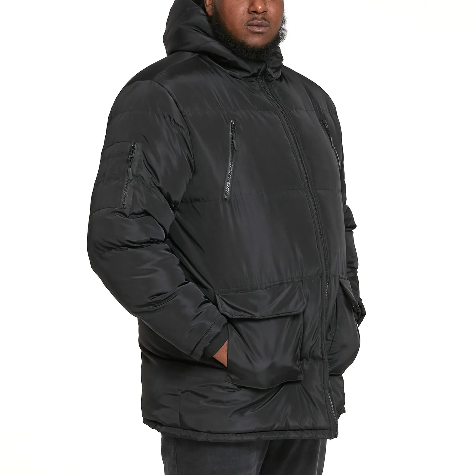 D555 Mens Claydon Big & Tall Hooded Parka Jacket - Black