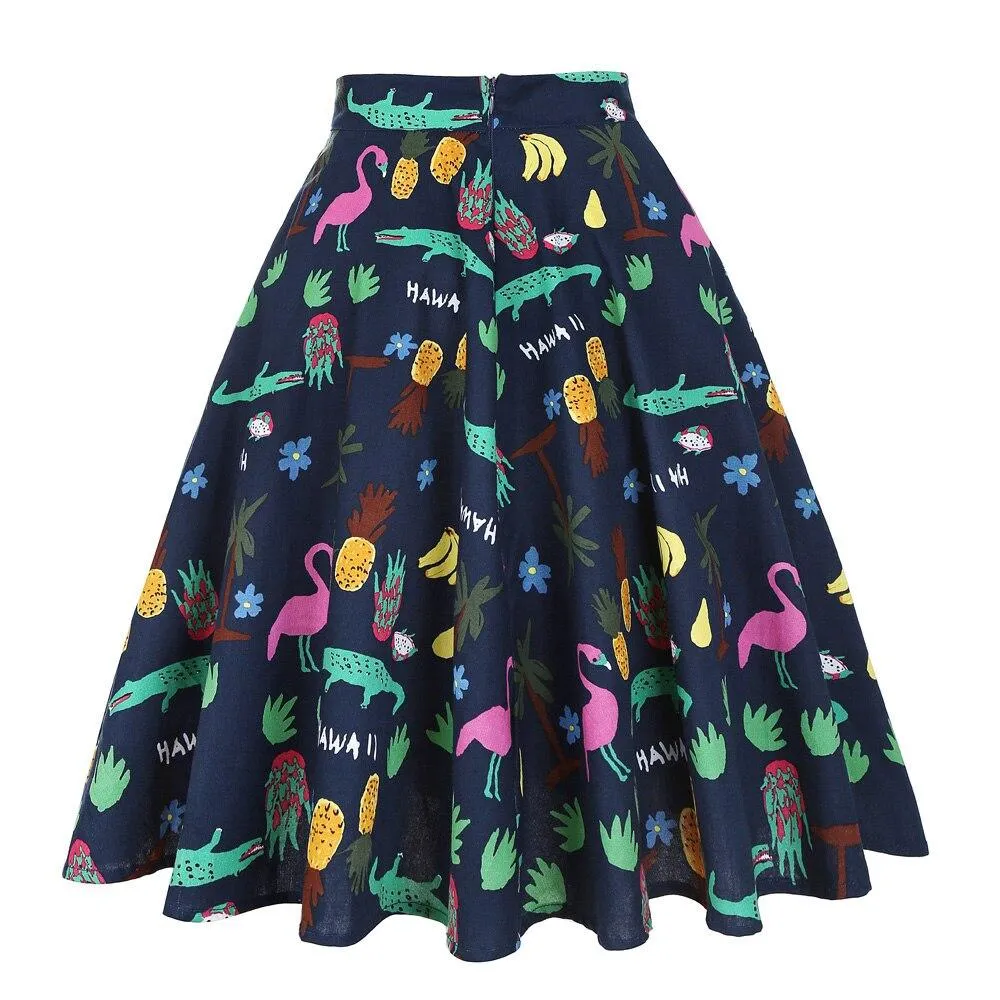 Daily Casual Cotton Midi Skirt Women Retro Vintage Sundress Spring Summer High Waist Office Korean School Cotton A-line Skirts