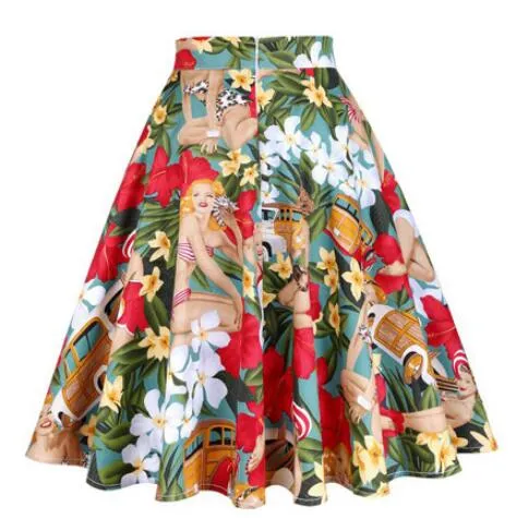 Daily Casual Cotton Midi Skirt Women Retro Vintage Sundress Spring Summer High Waist Office Korean School Cotton A-line Skirts