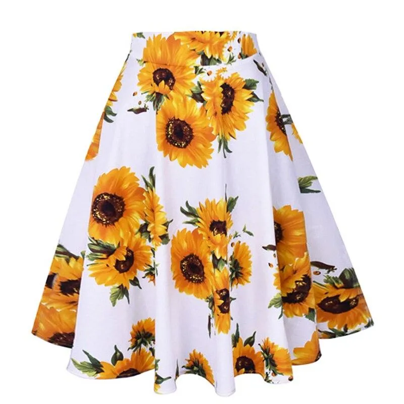 Daily Casual Cotton Midi Skirt Women Retro Vintage Sundress Spring Summer High Waist Office Korean School Cotton A-line Skirts