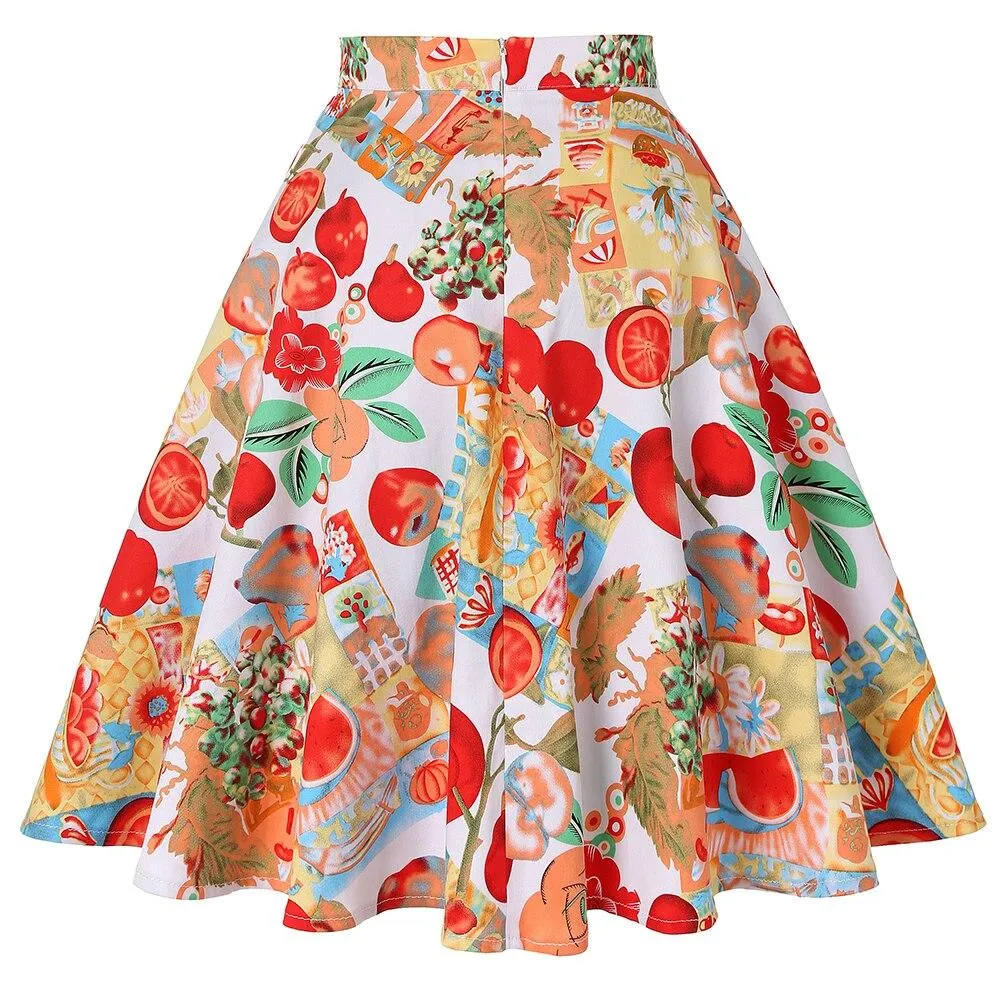 Daily Casual Cotton Midi Skirt Women Retro Vintage Sundress Spring Summer High Waist Office Korean School Cotton A-line Skirts