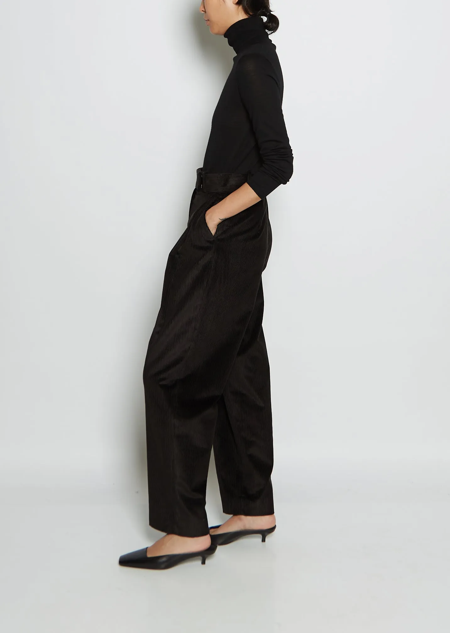 Deep Pleat Cotton Cord Trousers