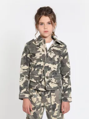 DL1961 Girls Rocco Camouflage Jacket in Green