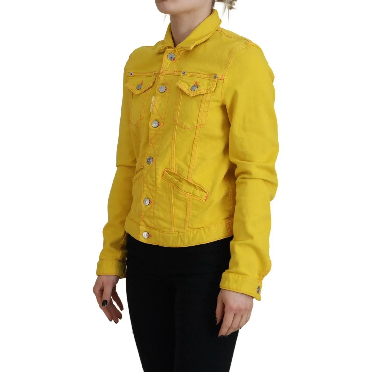 Dsquared² Yellow Collared Long Sleeves Denim Jacket