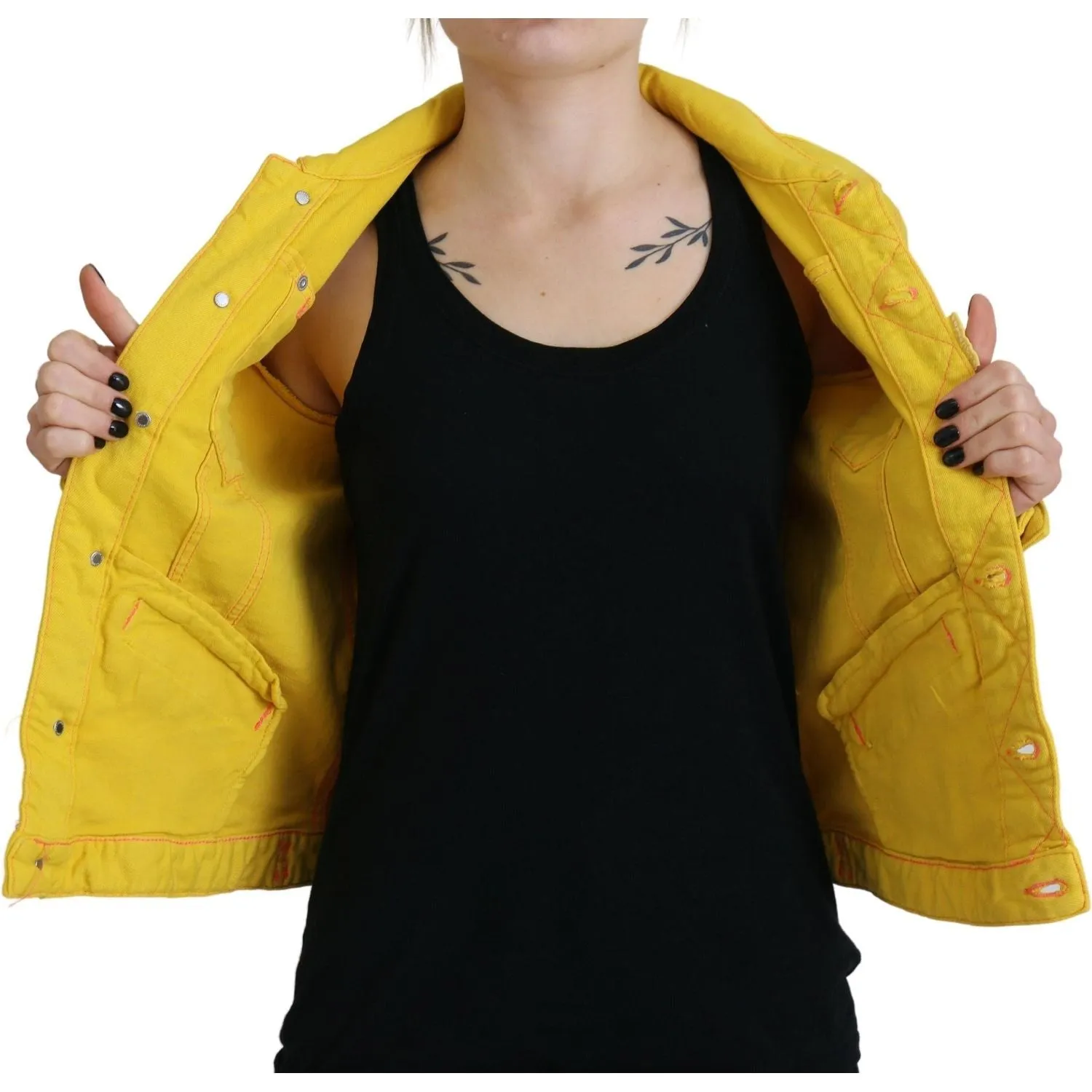 Dsquared² Yellow Collared Long Sleeves Denim Jacket