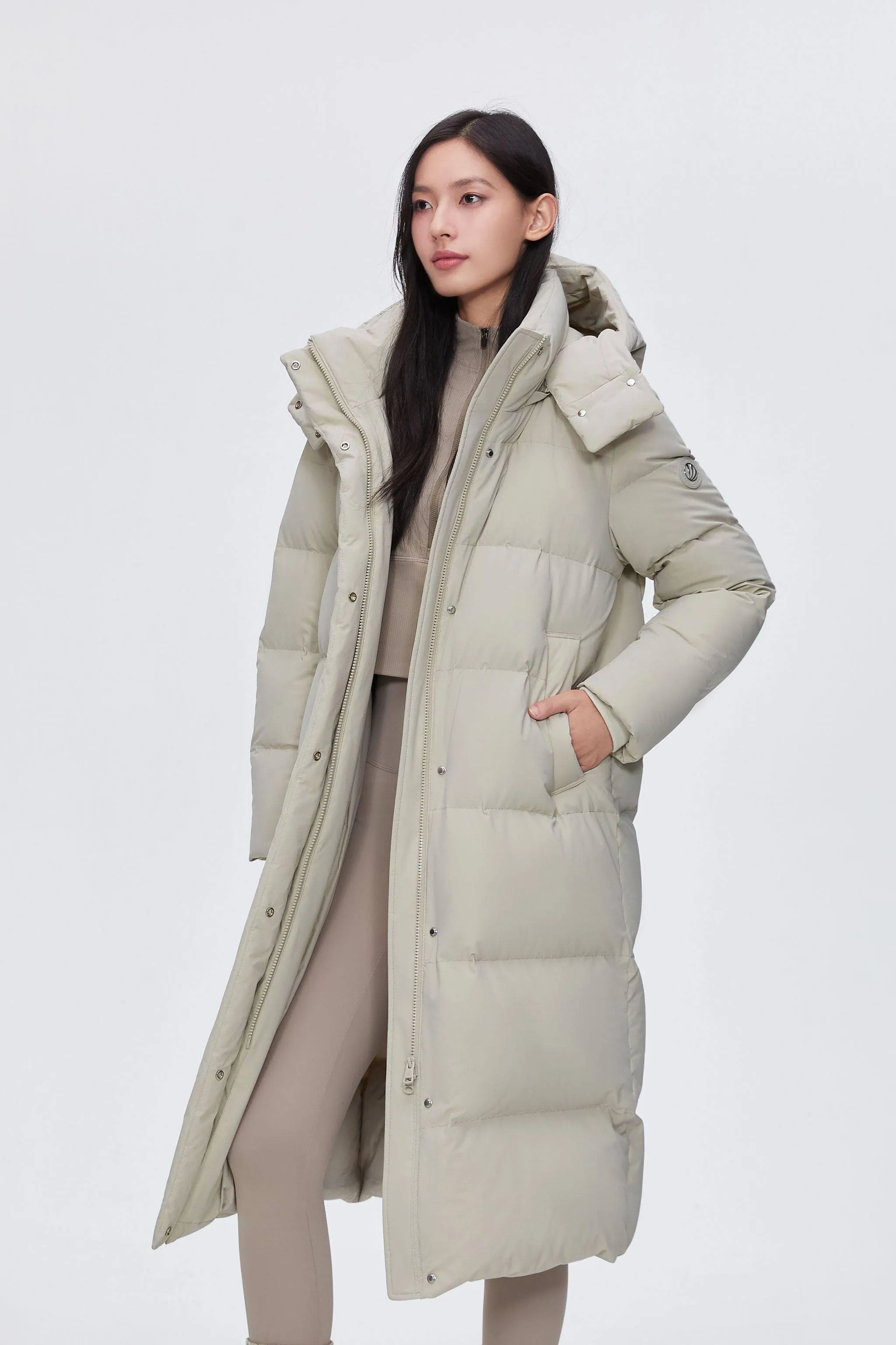 Feel the Cloud Women's Long Down Coat with detachable hood