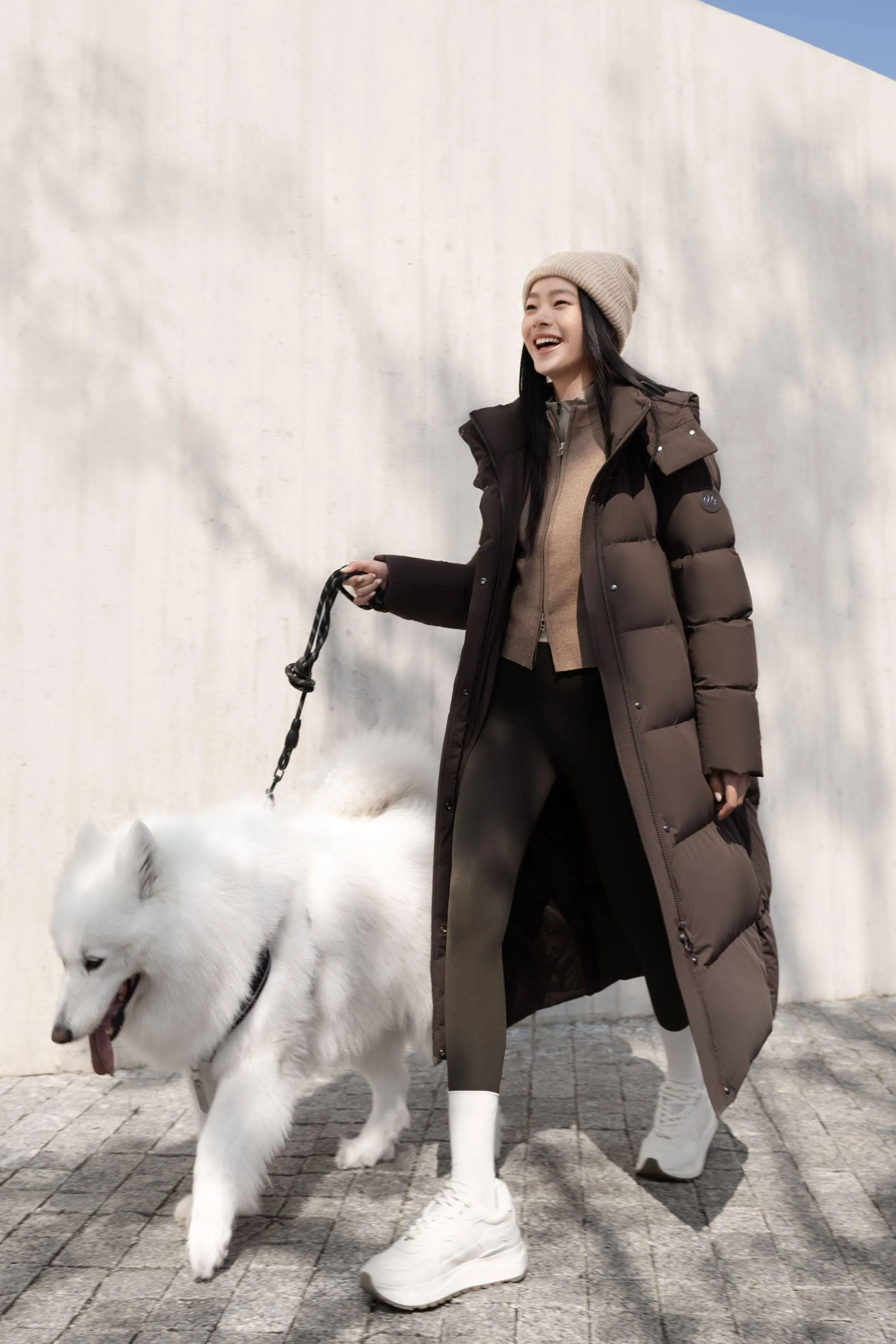 Feel the Cloud Women's Long Down Coat with detachable hood