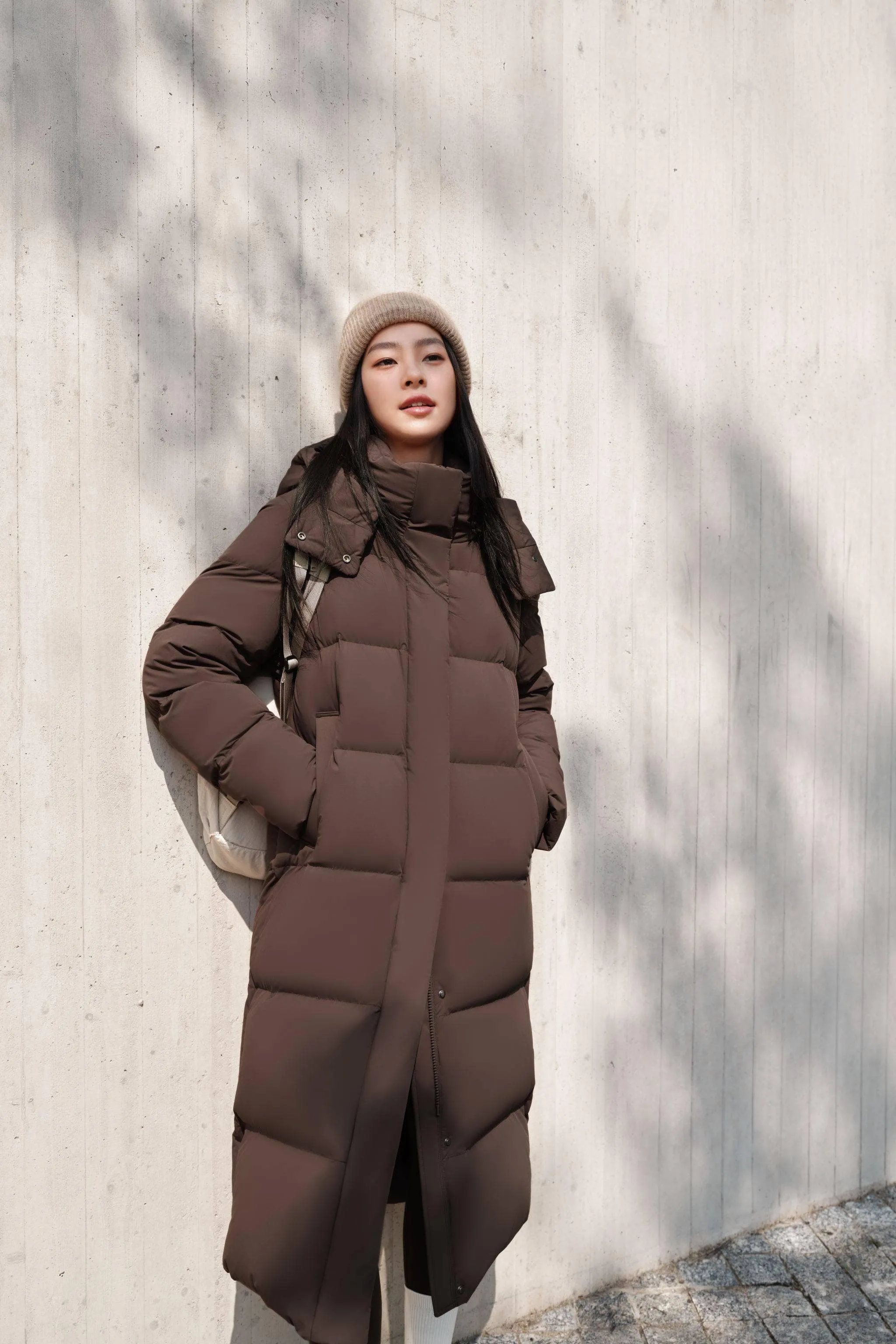 Feel the Cloud Women's Long Down Coat with detachable hood