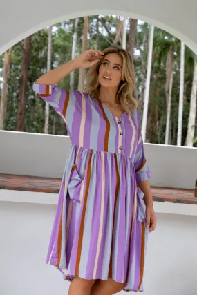 FINAL SALE Electra Dress in Luna Stripe