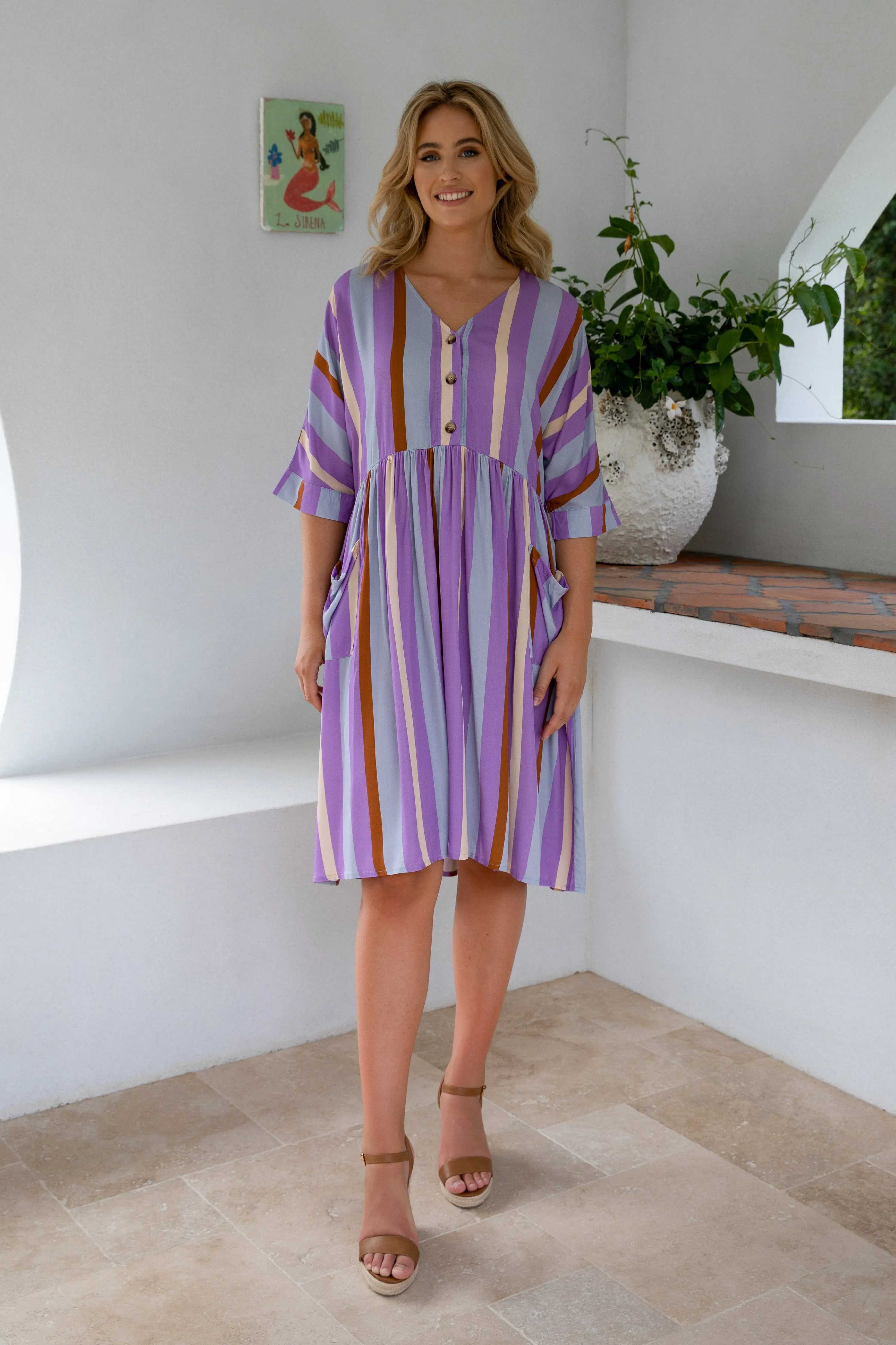 FINAL SALE Electra Dress in Luna Stripe