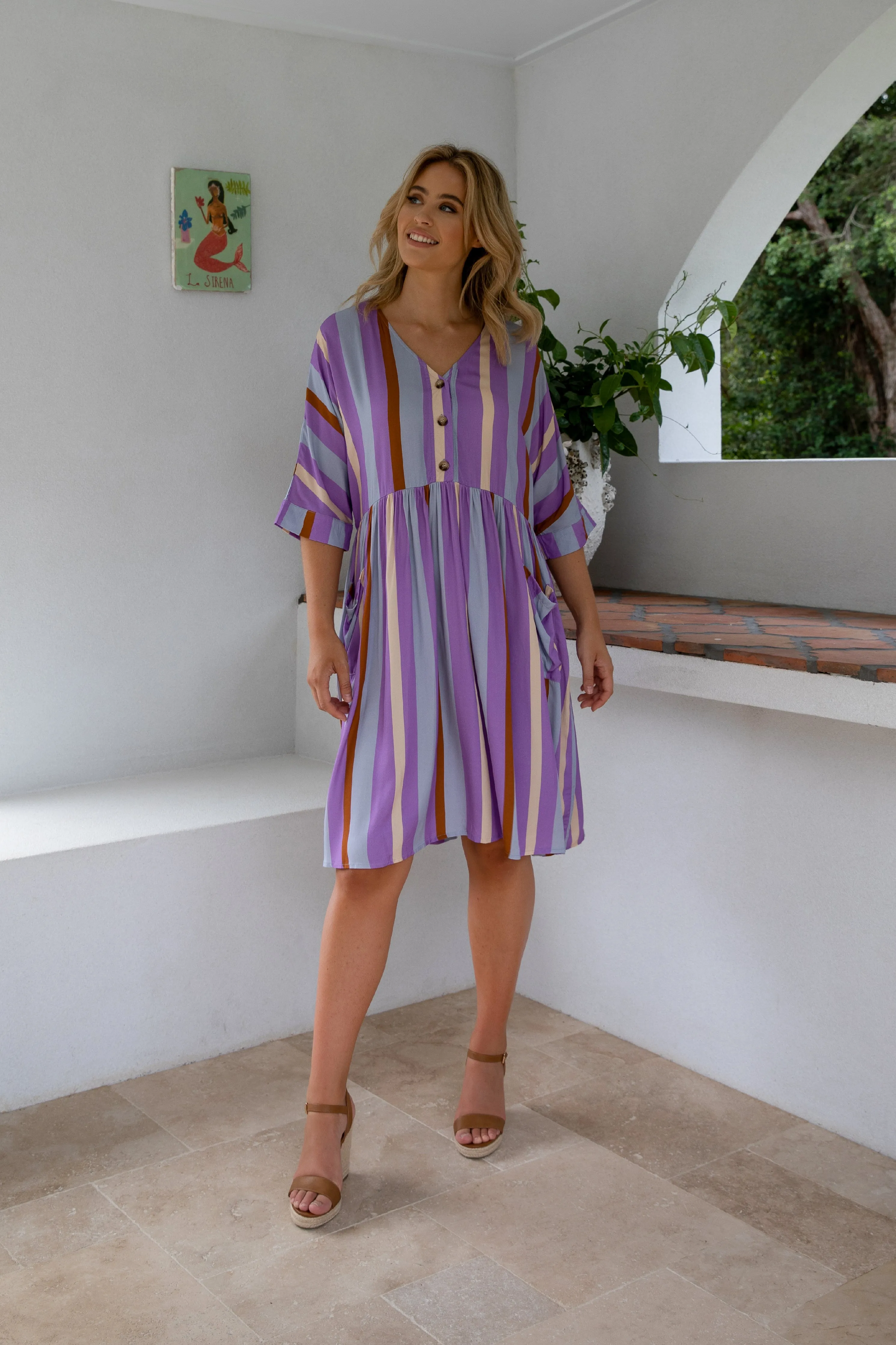 FINAL SALE Electra Dress in Luna Stripe