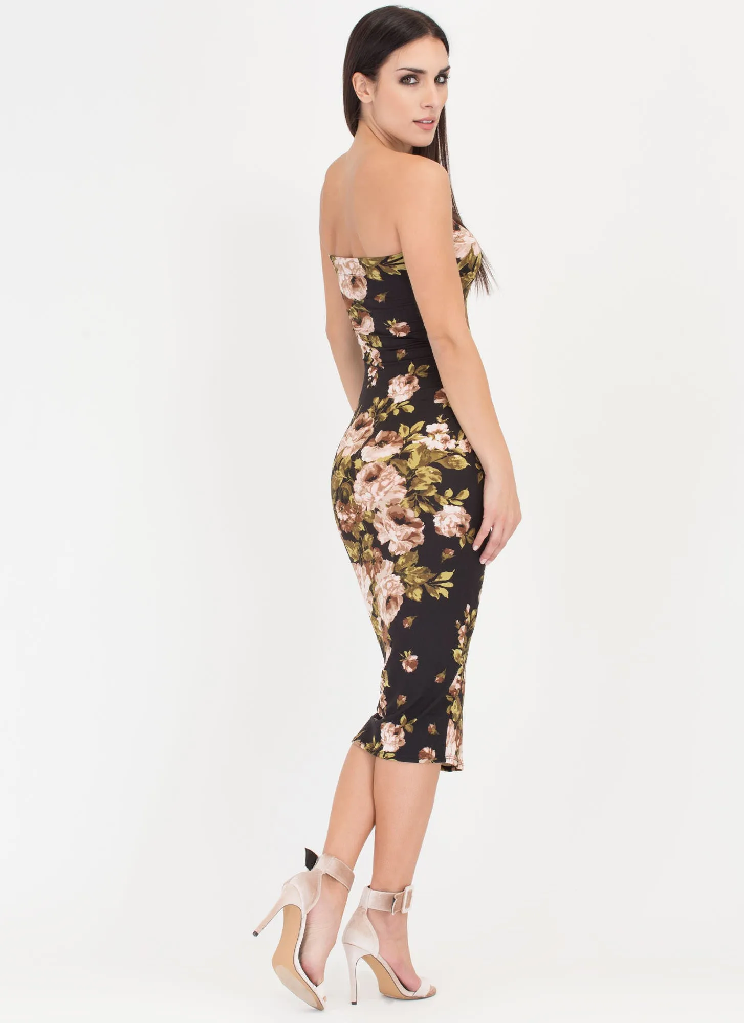 Flower Shop Floral Midi Tube Dress