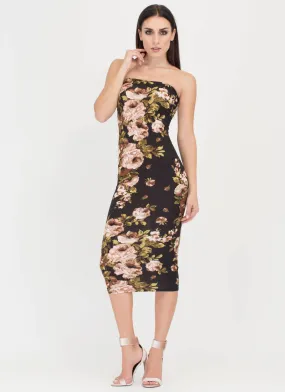 Flower Shop Floral Midi Tube Dress