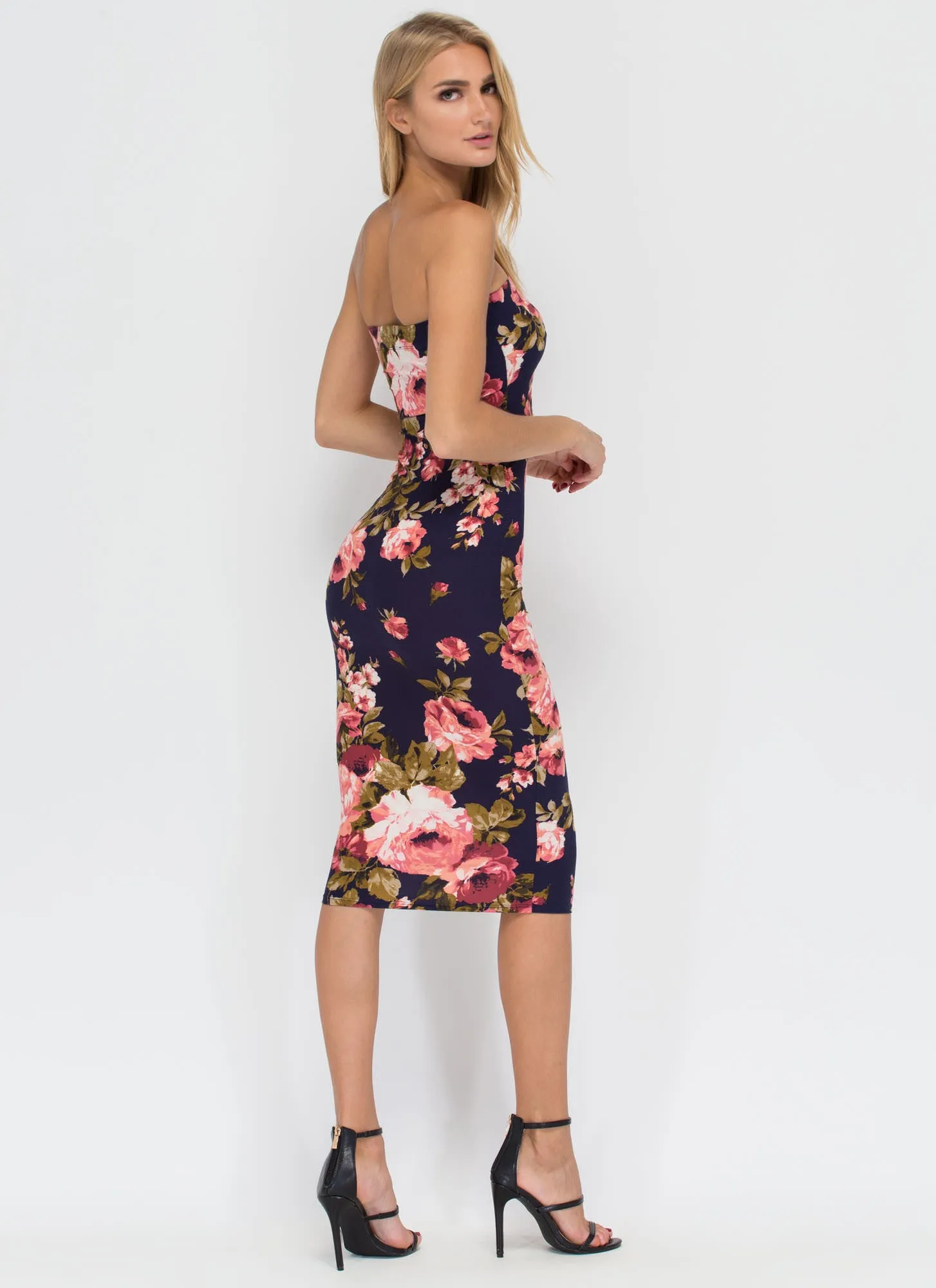 Flower Shop Floral Midi Tube Dress