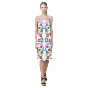 Geometric Floral Winter - White Alcestis Slip Dress