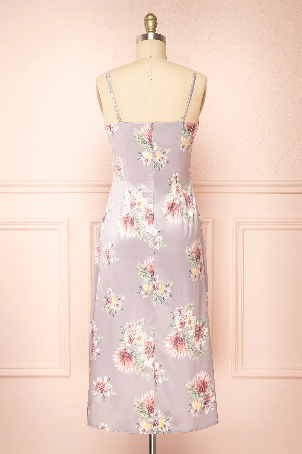 Gwenny Mauve | Cowl Neck Floral Midi Dress