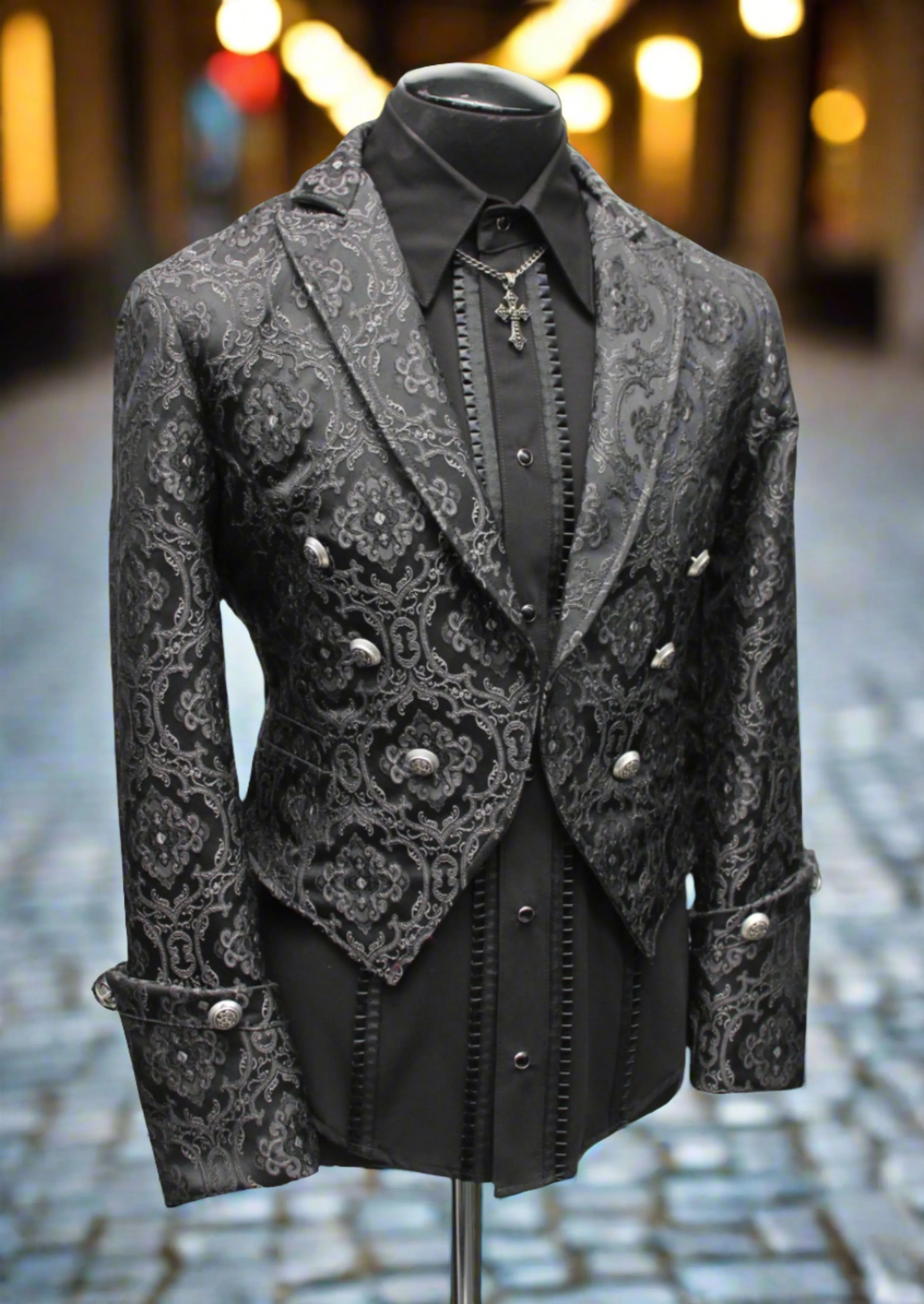 IMPERIAL JACKET - BLACK EDWARDIAN BROCADE