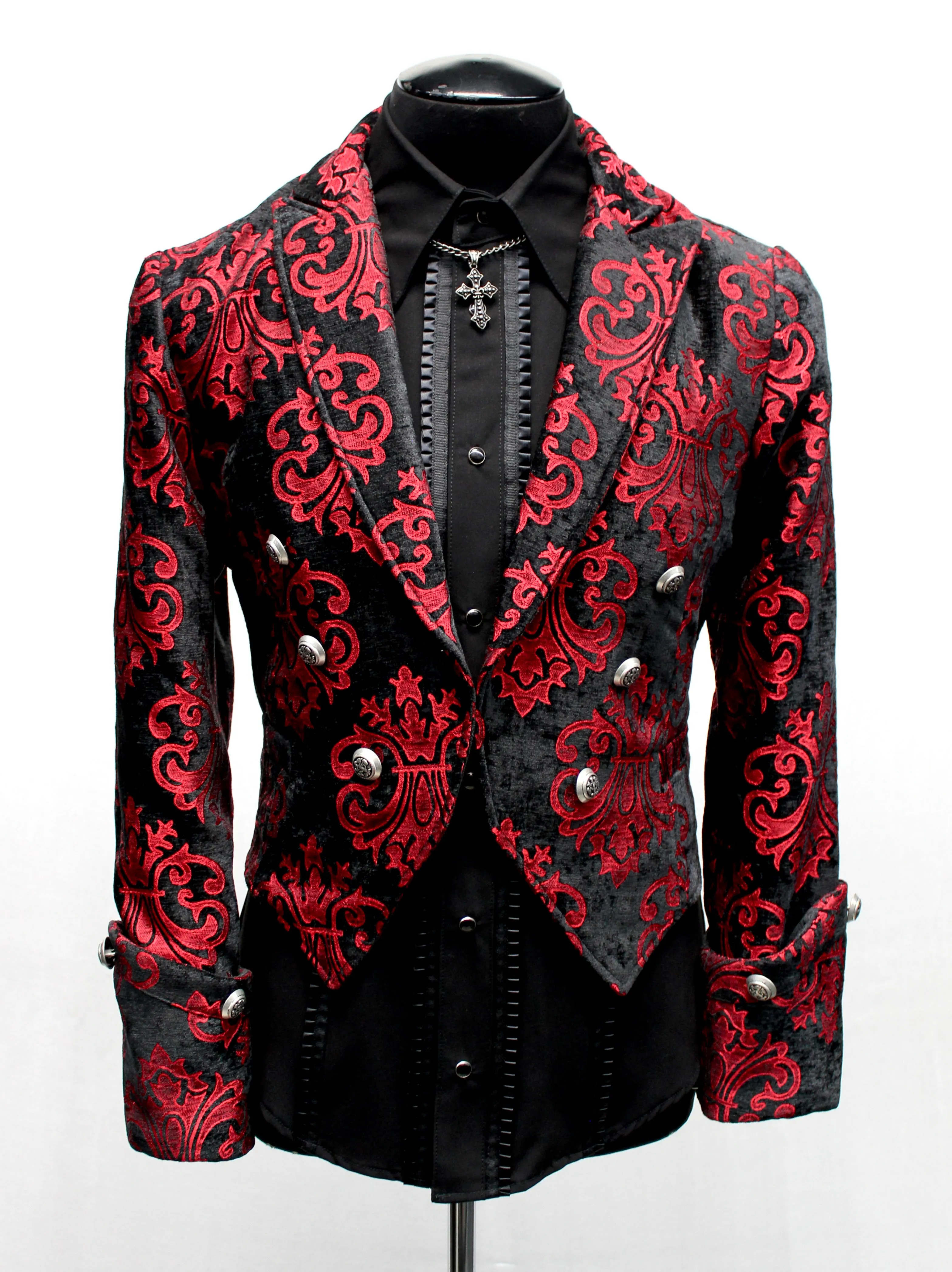 IMPERIAL JACKET - RED ON BLACK VELVET BROCADE