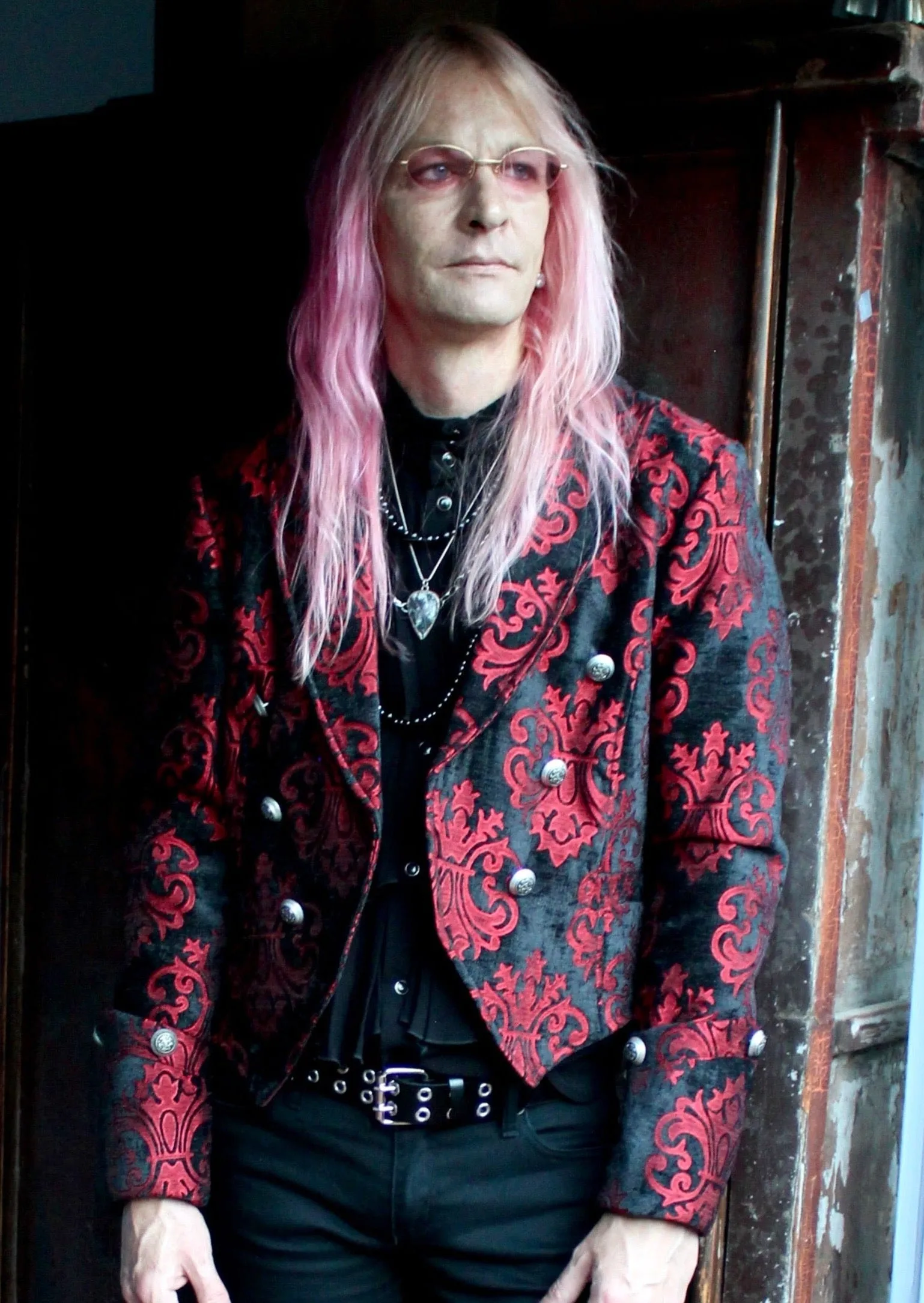 IMPERIAL JACKET - RED ON BLACK VELVET BROCADE