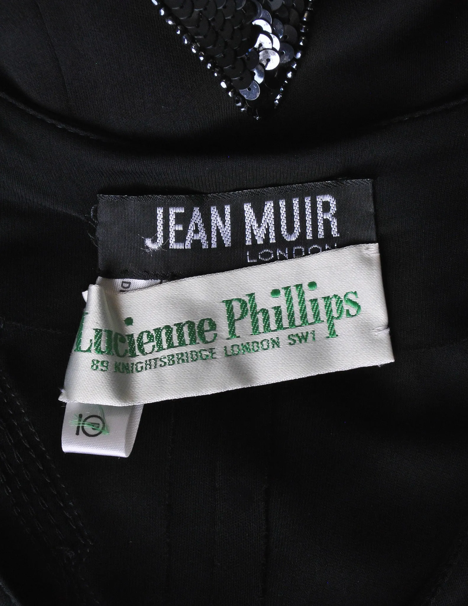 Jean Muir Vintage Black Pleated Sequin Dress