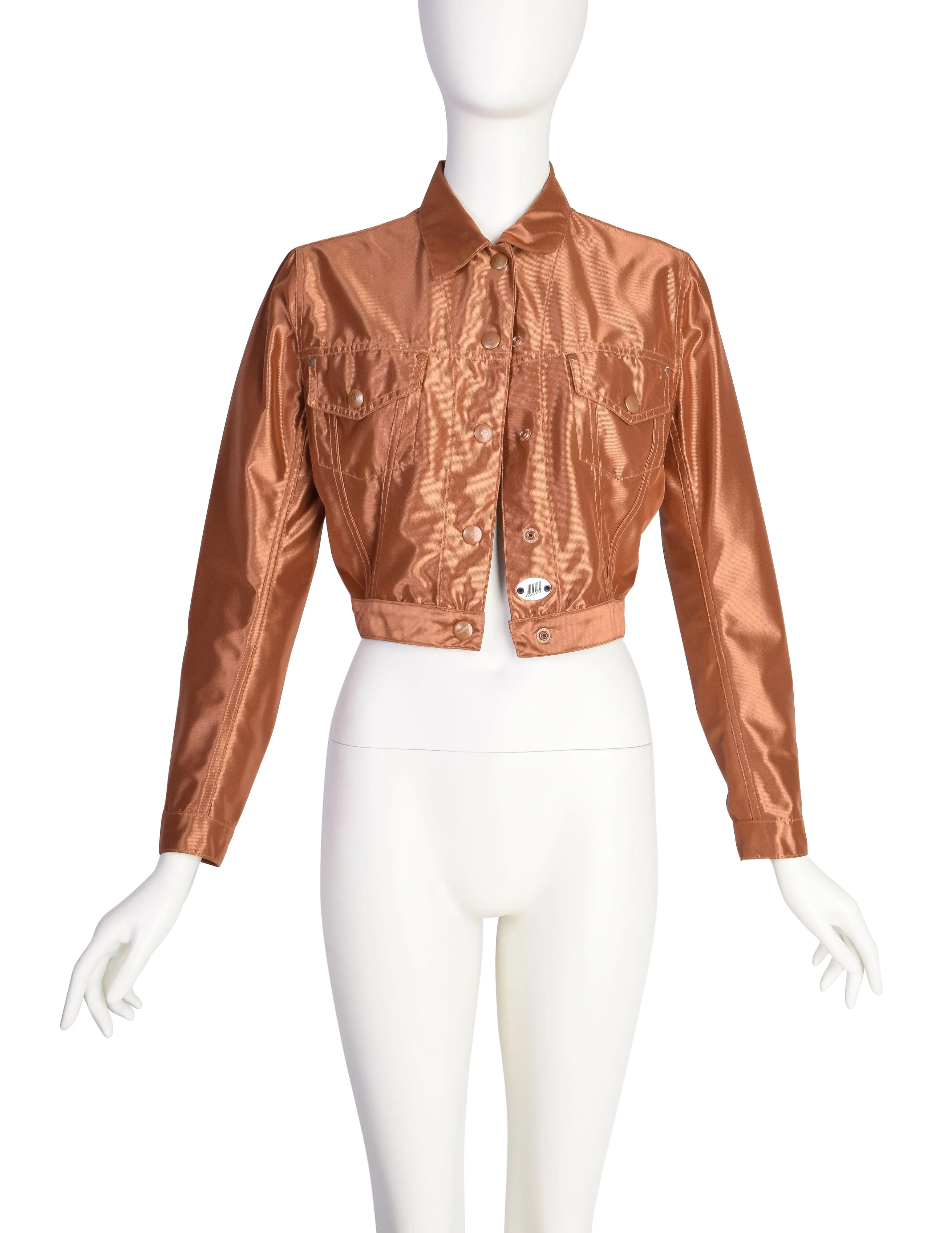 Jean Paul Gaultier Vintage Junior Gaultier SS 1989 Coppery Bronze Metallic Cropped Jacket