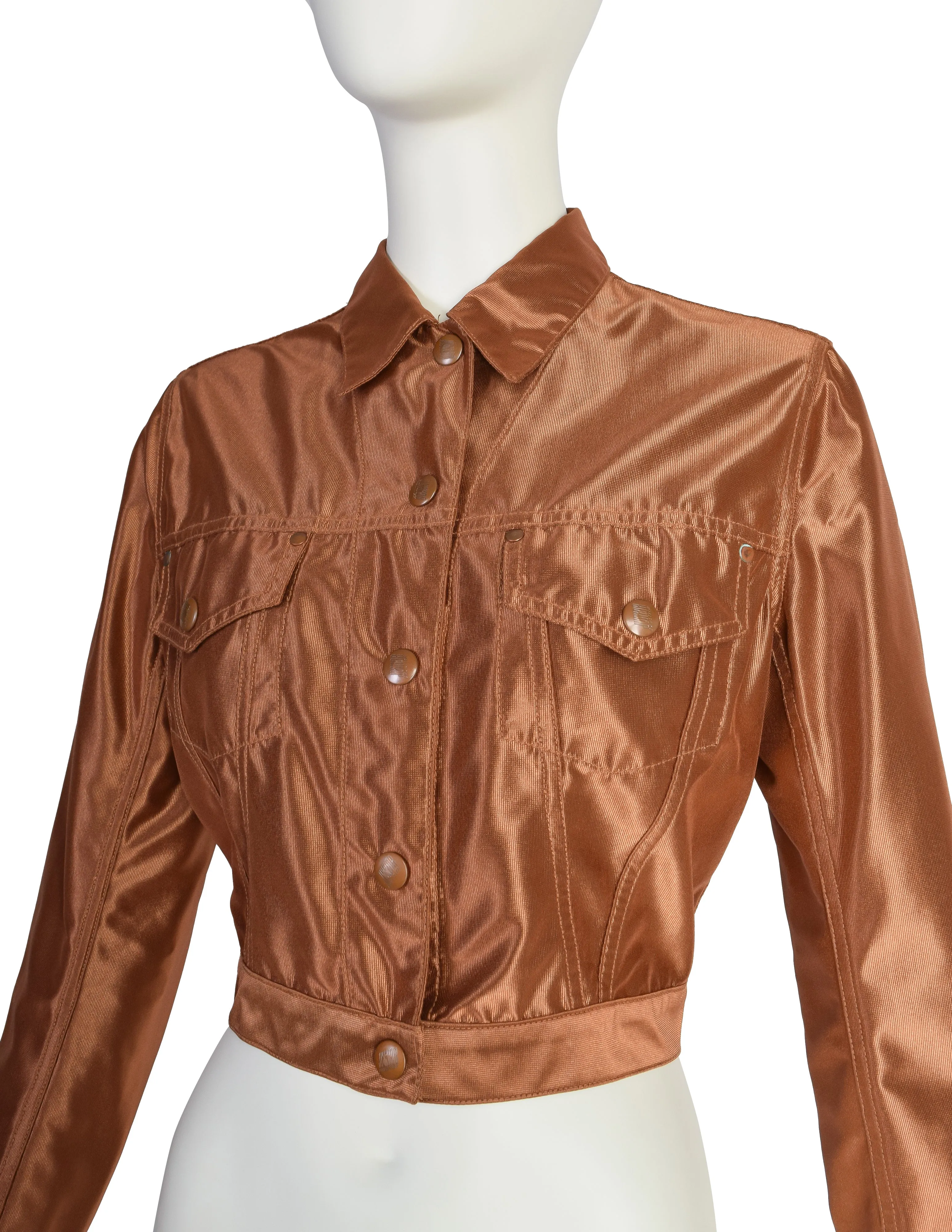 Jean Paul Gaultier Vintage Junior Gaultier SS 1989 Coppery Bronze Metallic Cropped Jacket