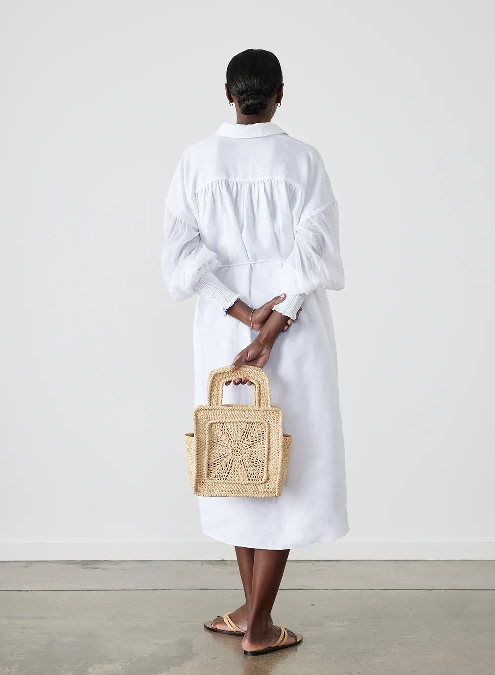 Jeanne Linen Ramie Midi Shirt Dress | Optical White