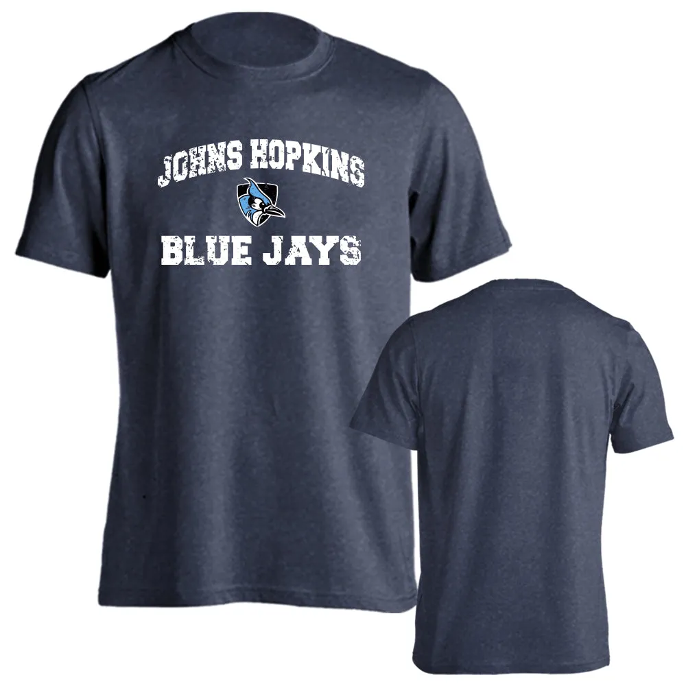 Johns Hopkins University Blue Jays Distressed Retro Logo Short Sleeve T-Shirt