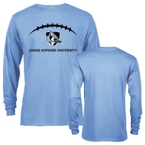 Johns Hopkins University Blue Jays Football Laces Out Logo Long Sleeve T-Shirt