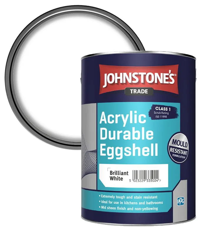 Johnstone's Trade Acrylic Durable Eggshell Paint - Brilliant White