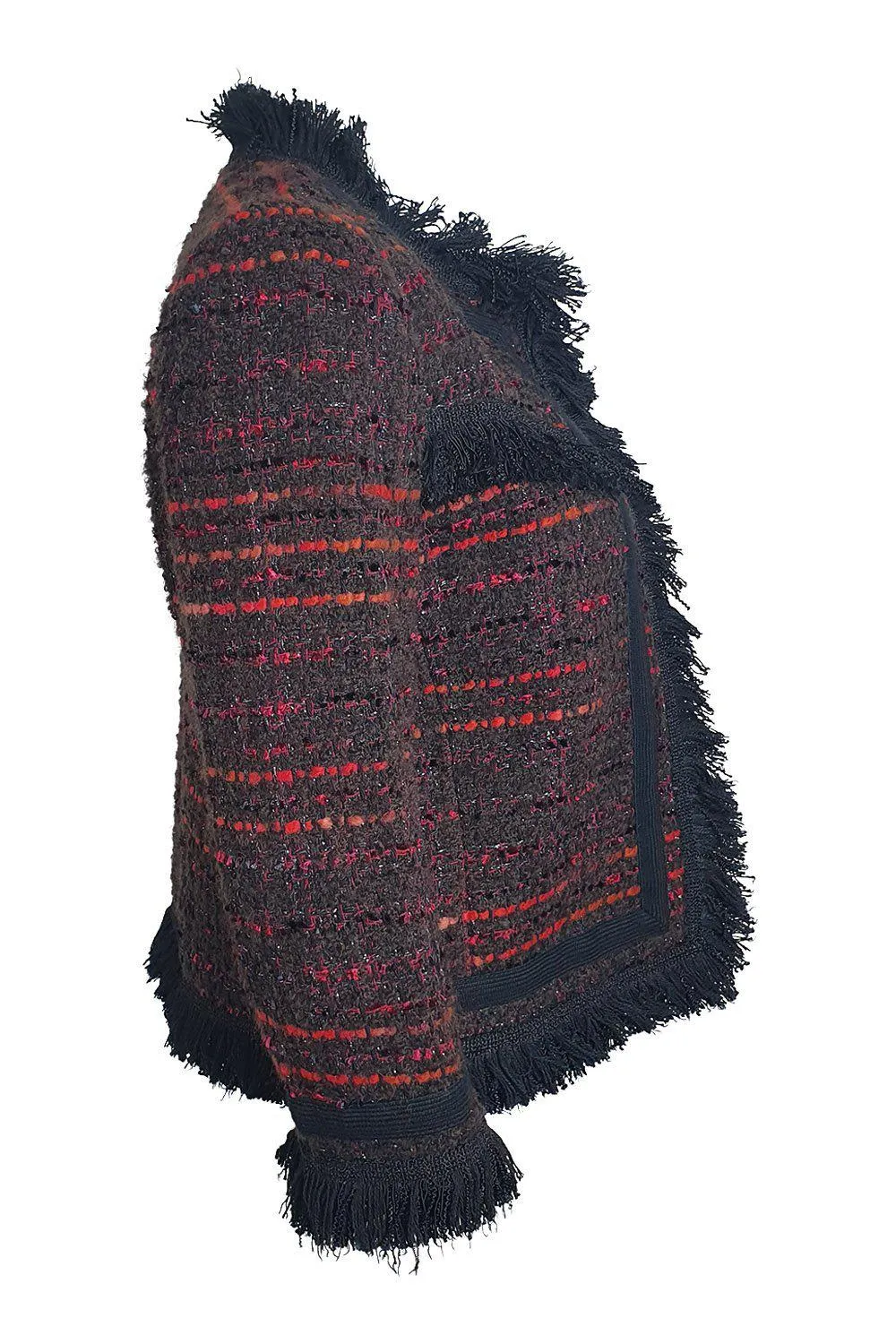 KATE SPADE New York Bittersweet So Foxy Multi Tweed fringe Jacket (US 0)