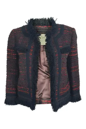 KATE SPADE New York Bittersweet So Foxy Multi Tweed fringe Jacket (US 0)