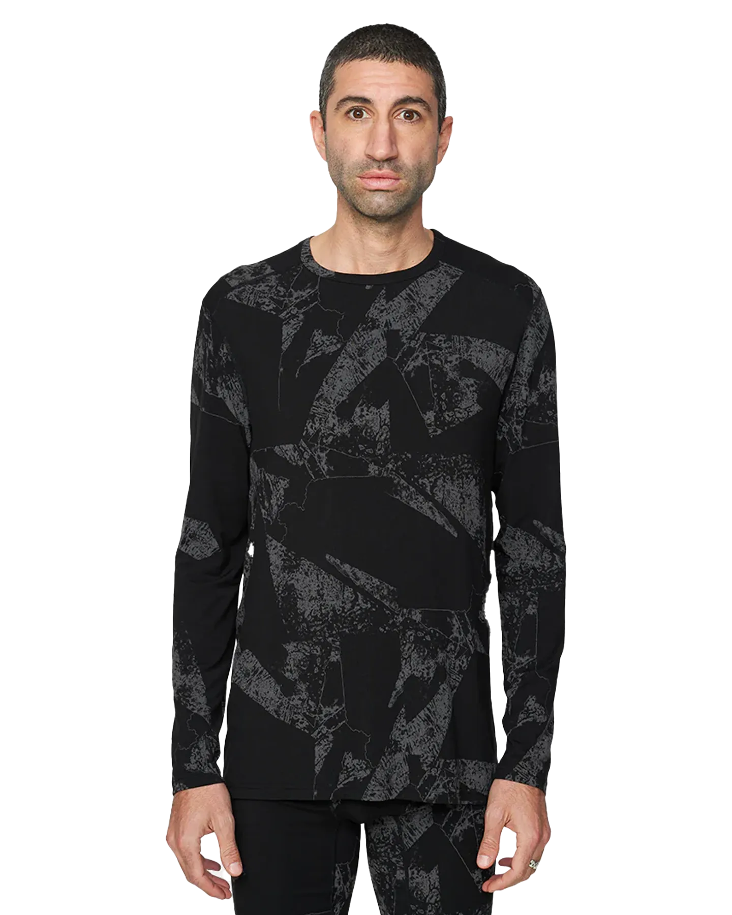 Le Bent Men's Fractal Lightweight Crew - Black