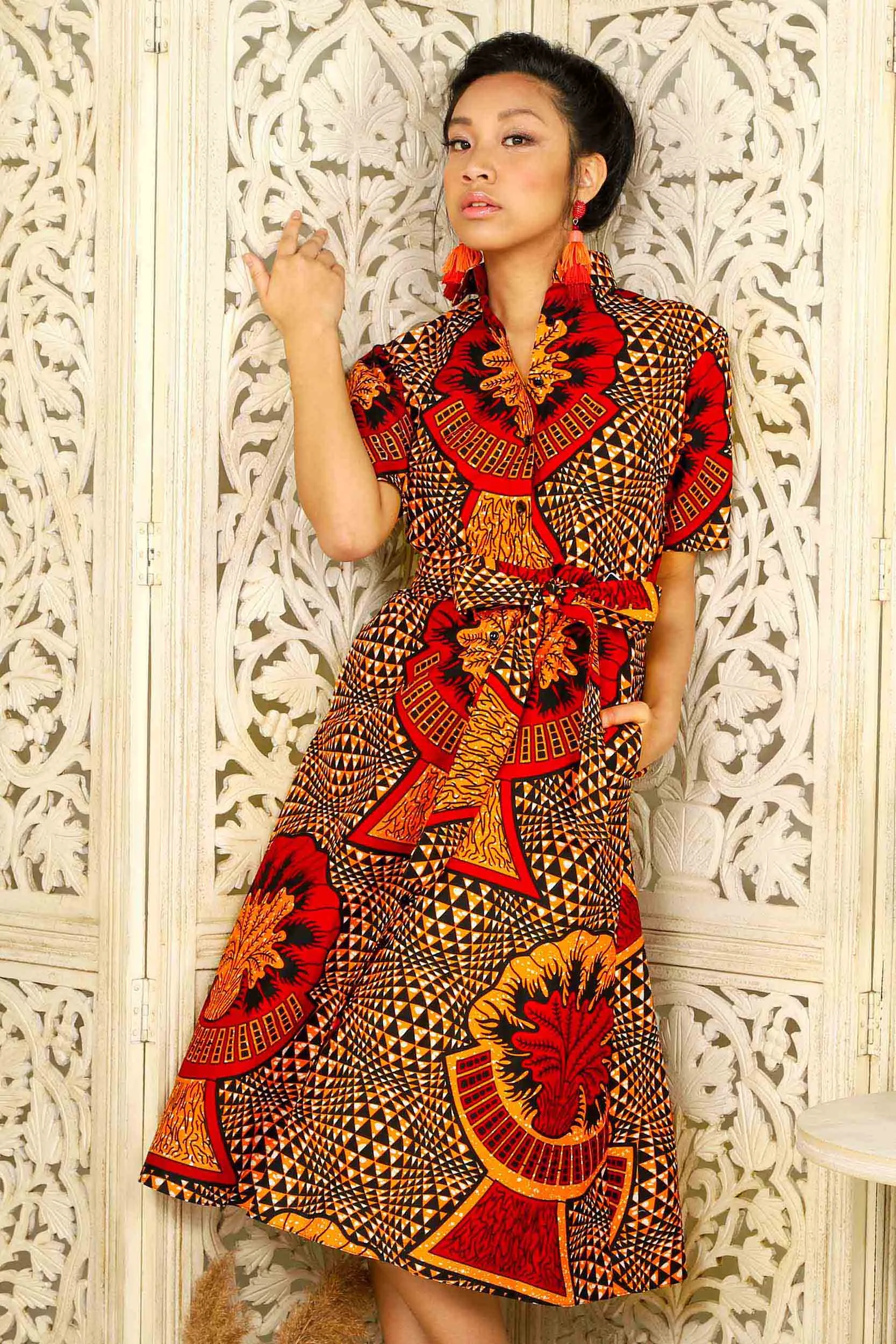 LENIA African Print Shirt Dress