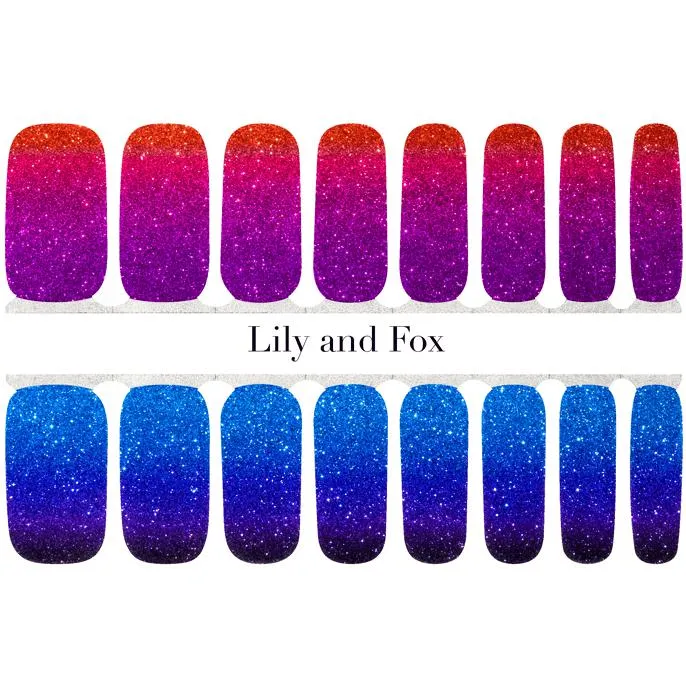 Lily And Fox - Nail Wrap - Swimming At Sunset (Glitter)