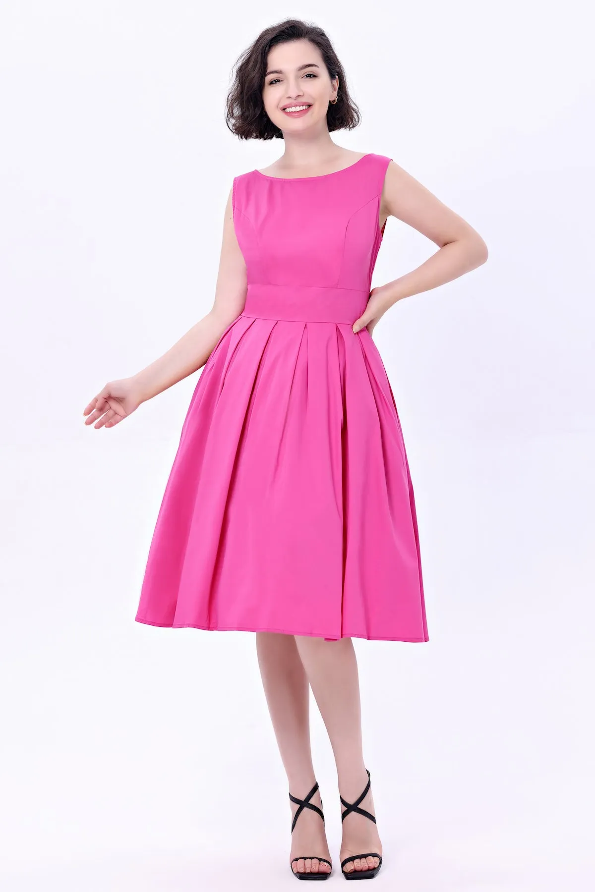 Lily Flare Dress in Pink by Miss Lulo