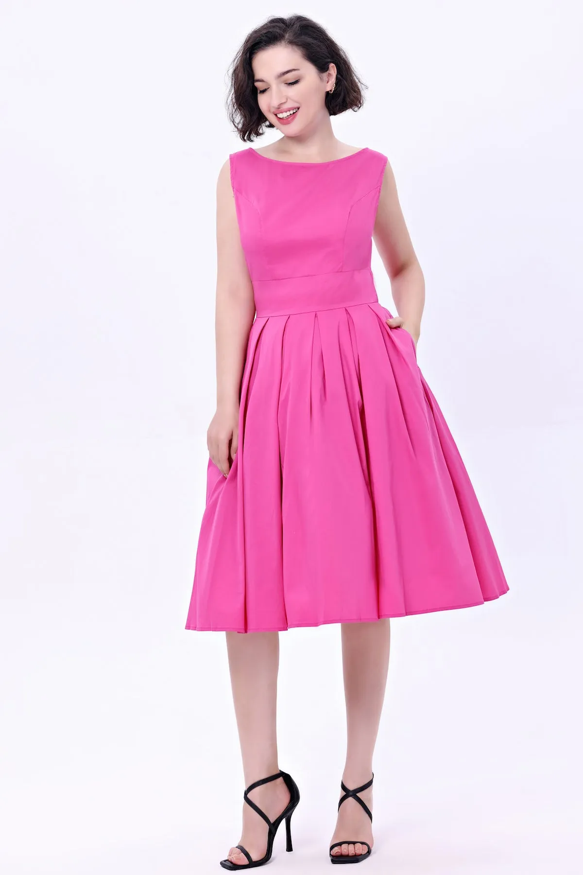 Lily Flare Dress in Pink by Miss Lulo