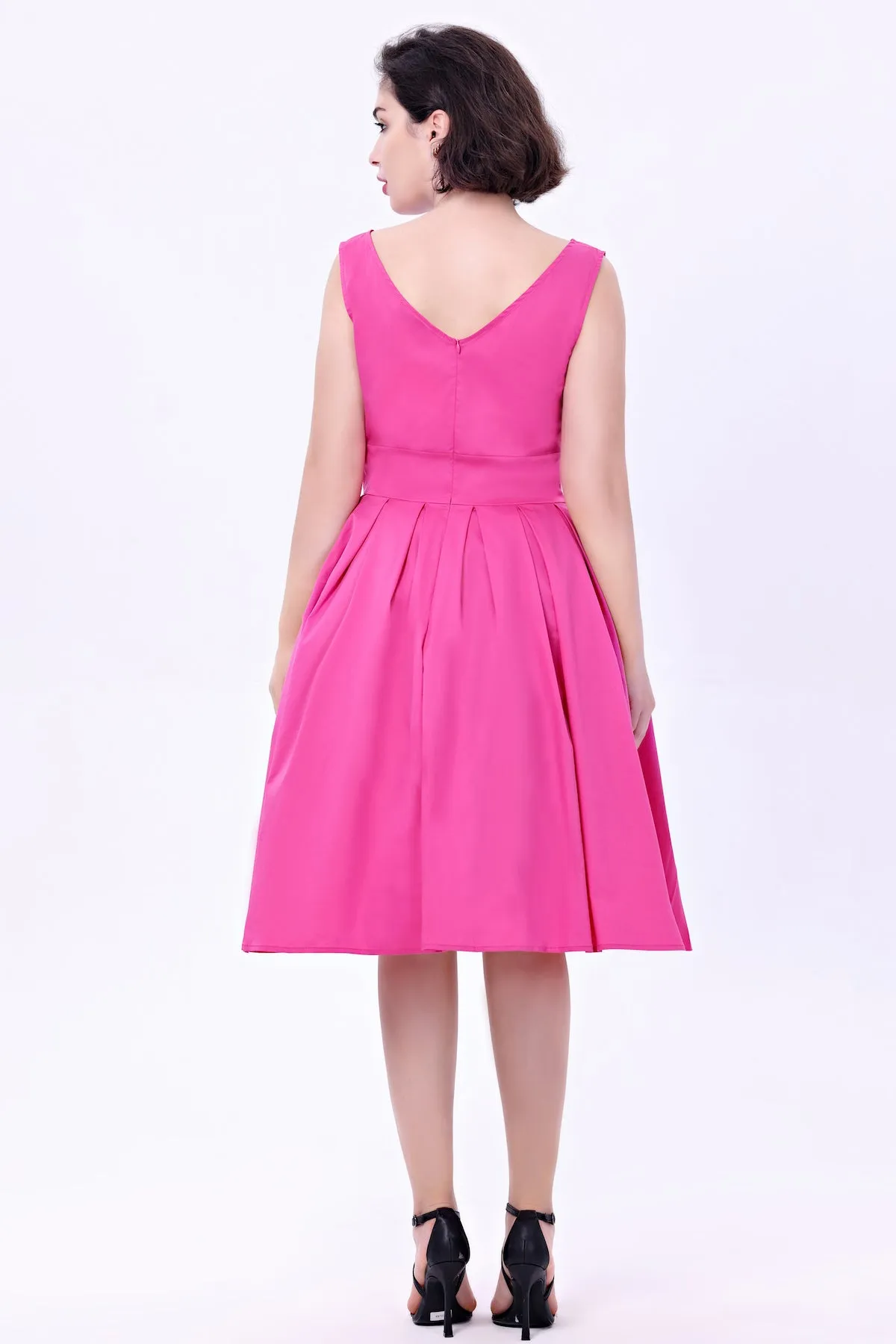 Lily Flare Dress in Pink by Miss Lulo