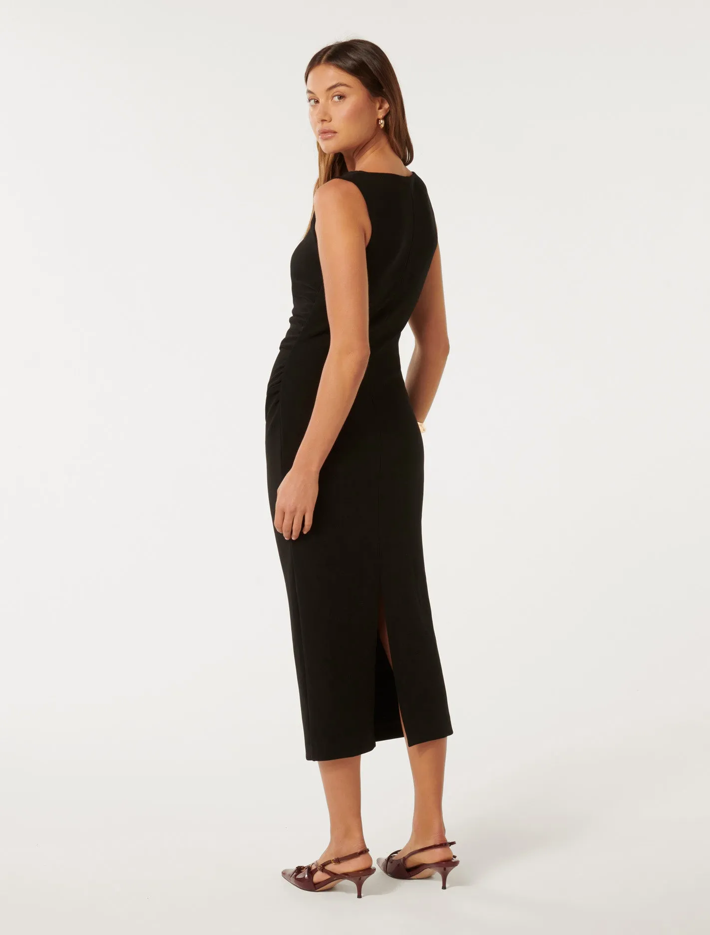 Lorena Boat Neck Bodycon Midi Dress