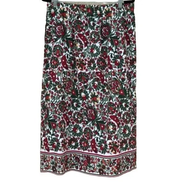 Lucia Vintage Pleated Waist Full Floral Prairie Boho Cottage Midi Skirt - 14