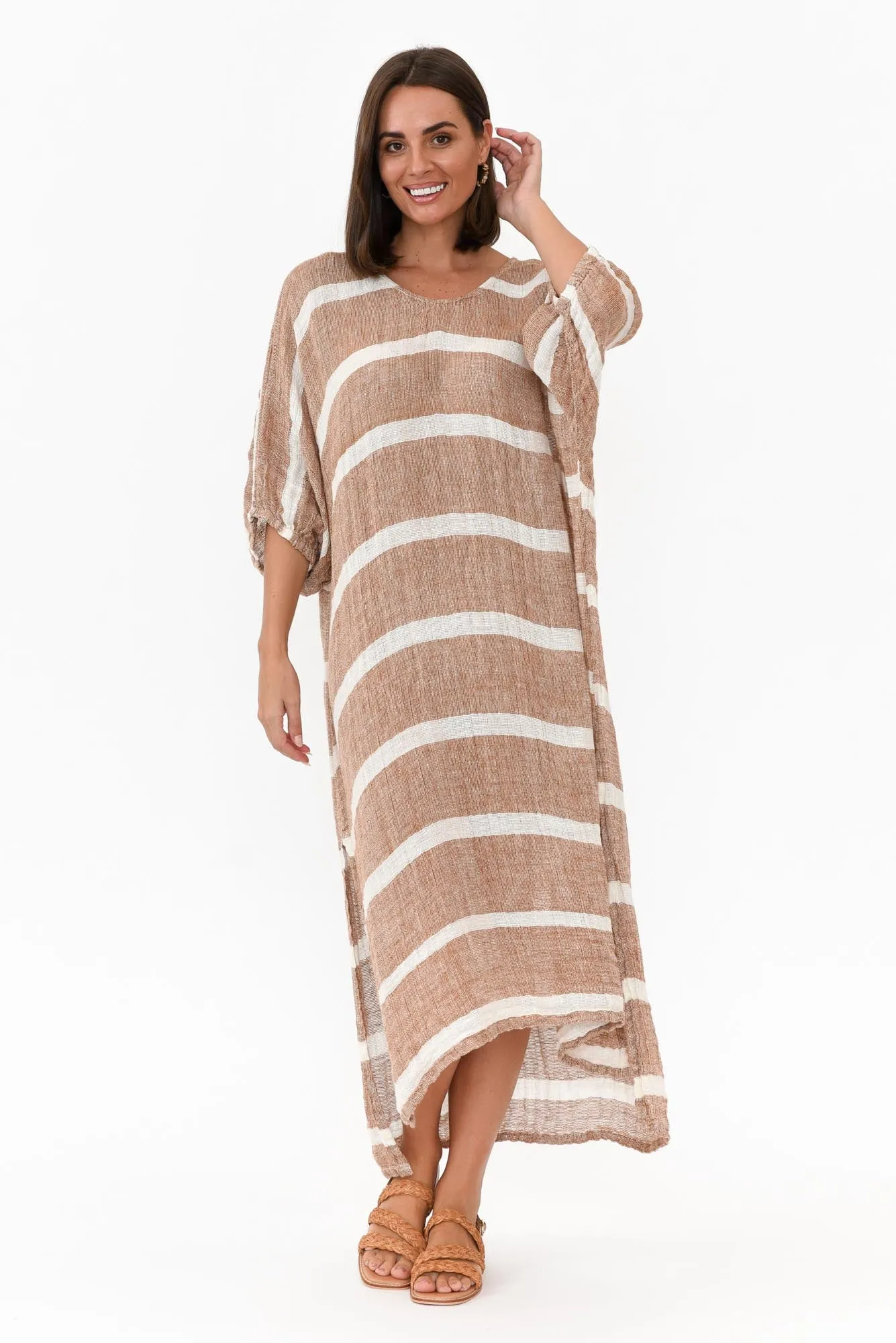 Marcel Rust Stripe Linen Dress